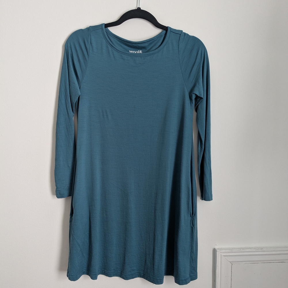 Wool& Ocean Teal Rowena Merino Wool Swing Dress